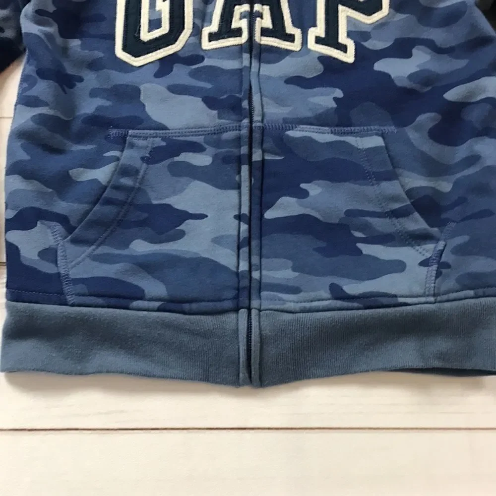 Gap Kids Blue Camo Sherpa Lined Full Zip Hoodie